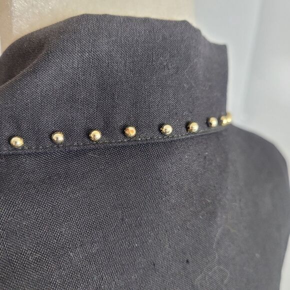 VINTAGE 80s top black embellished beaded king of‎ hearts button up M - Picture 4 of 11